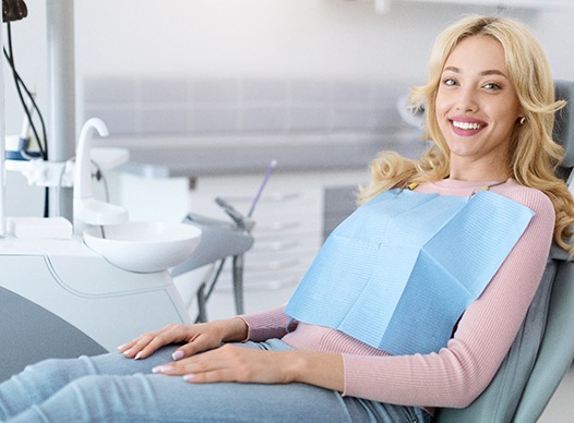 Relaxed female patient in treatment chair